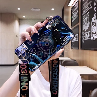 เคสโทรศัพท์มือถื Vivo V23 V23E 4G 5G Phone Case with Stand Holder + Neck Lanyard Strap Casing Cute Camera Pattern VIVOV23 TPU Back Cover