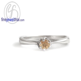 Finejewelthai-แหวนบุษราคัม-บุษราคัม-แหวนพลอย-แหวนประจำเดือนเกิด-Yellow Sapphire-Silver-Ring-Birthstone-R1376yl