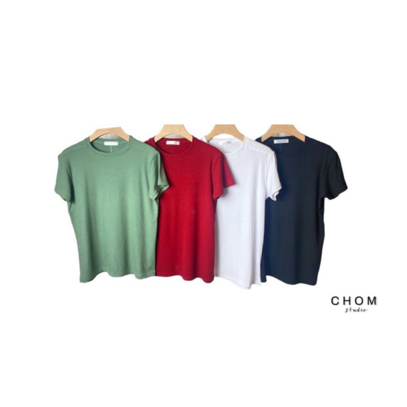 chom-เสื้อยืดคอกลมผ้าร่อง-basic-style-งานป้ายแท้