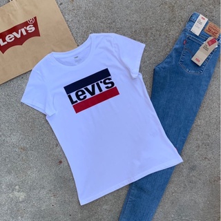 เสื้อยืดสีขาวLevis เสื้อยืดคอกลมสตรีลีวายส์  ของแท้ 1000%