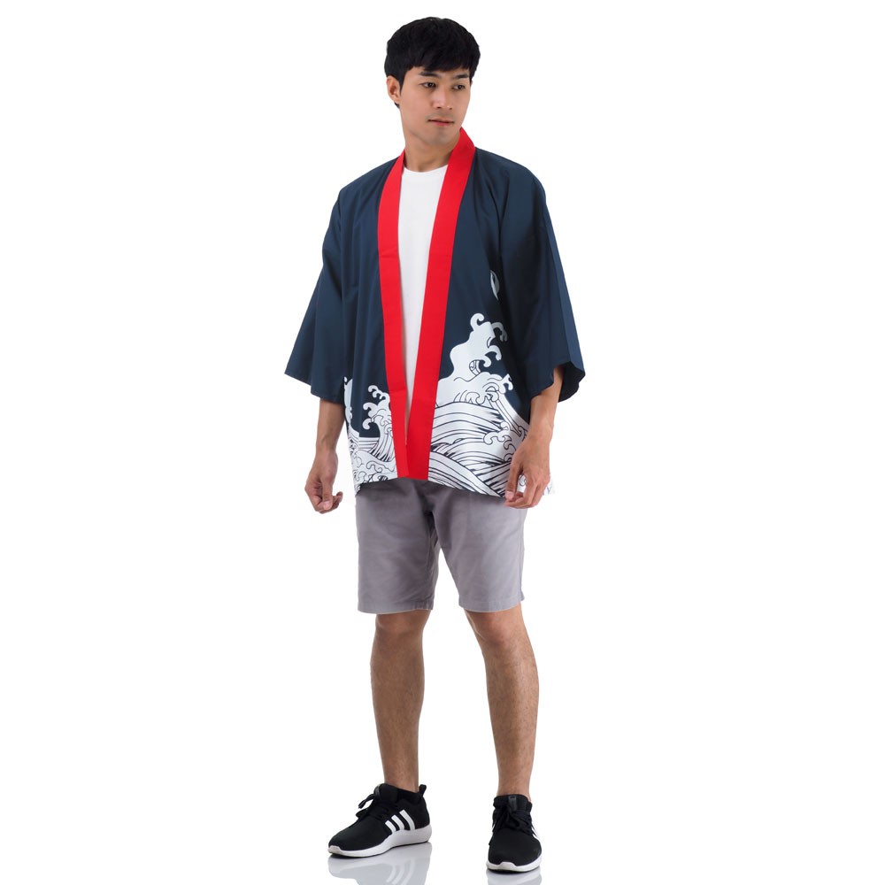 ภาพหน้าปกสินค้าเสื้อฮัปปิ ชุดญี่ปุ่นชาย เสื้อกิโมโน เสื้อแบบกิโมโน เสื้อคลุมญี่ปุ่น HUPPI45