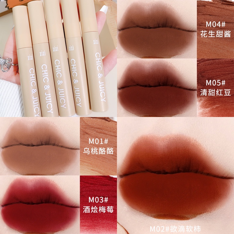 xixi-ลิปสติก-เนื้อแมตต์กํามะหยี่-กันน้ํา-10-สี
