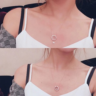 S925 silver necklace Korean Sun crown Sexy Clavicle chain women Jewelry gift