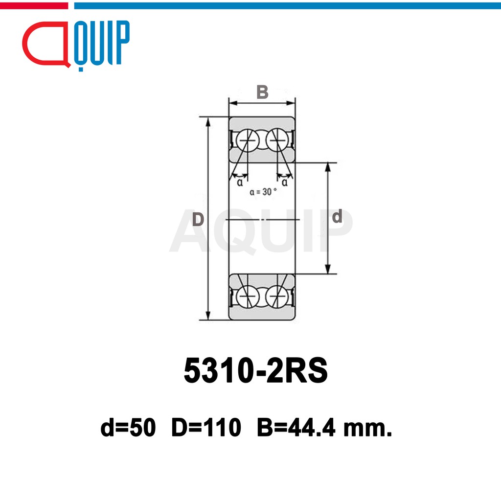 5310-2rs-ubc-ตลับลูกปืนเม็ดกลมสัมผัสเชิงมุม-2-แถว-ฝายาง-2-ข้าง-double-row-angular-contact-ball-bearing-5310-2rs-5310