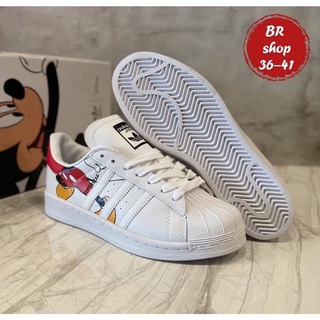 Adidas superstar mickey รองเท้าผ้าใบผูกเชือกพร้อมกล่อง