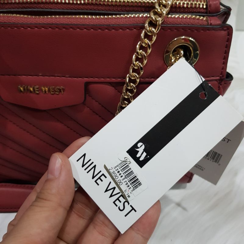 nine-west-ของแท้-พร้อมส่ง-ของใหม่-กระเป๋าสะพาย-nine-west-สีแดง