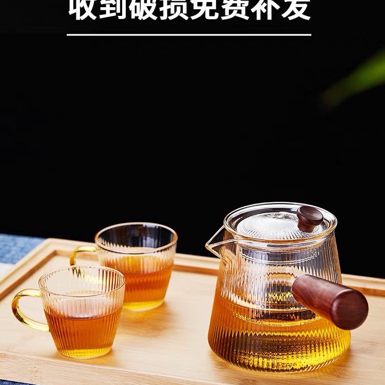 กาน้ำชาแก้ว-หม้อเดียว-ทนความร้อน-หนา-ด้ามจับด้านข้าง-กรอง-ชุดน้ำชา-เตาเซรามิกไฟฟ้า-ต้มน้ำเพื่อชงชาดอกไม้