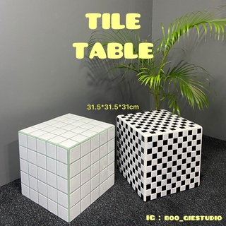 Tile Table โต๊ะข้างกระเบื้องโมเสค(เล็ก),ตกแต่งห้อง คาเฟ่,โต๊ะวางของ