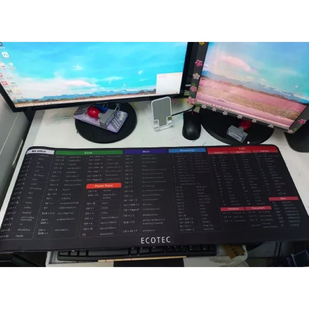แผ่นรองเมาส์ขนาดใหญ่-mouse-pad-แผ่นรองเมาส์-shortcut-keys-สกรีนคีย์ลัด-โปรแกรม-ms-office-word-excel-ppt-ps-เล่นเกม-3mm