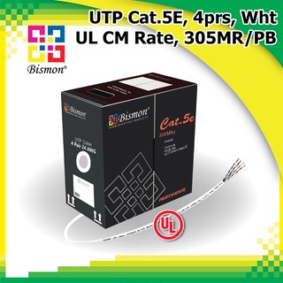 สายแลน UTP Cat.5E, 4prs, UL CM Rate, Wht, 305MR/PB - BISMON
