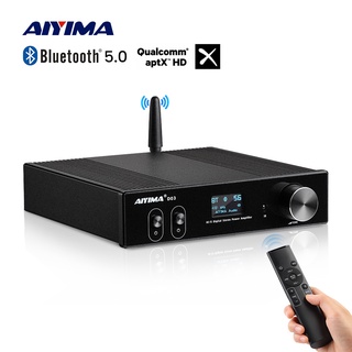 Aiyima D03 เครื่องขยายเสียงสเตอริโอดิจิทัล บลูทูธ 5.0 150 วัตต์ x 2 HiFi 2.1 CH 24Bit 192kHz Class D Amp USB DAC โคแอกเชียลออปติคัล OLED AptX