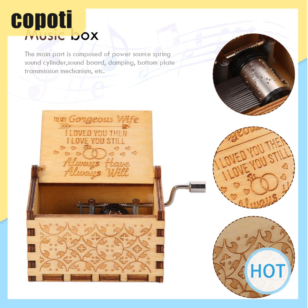 copoti-กล่องดนตรีไม้กล่องดนตรีแกะสลักของขวัญวาเลนไทน์สําหรับเด็กผู้หญิง