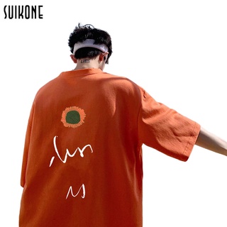 【NEW】Suikone เสื้อยืดผู้ชาย ผู้ชายแฟชั่นฤดูร้อนแขนสั้นคอกลมพิมพ์เสื้อยืดลำลองแนวโน้มสไตล์ฮ่องกงครึ่งแขน เสื้อยืดแขนสั้น