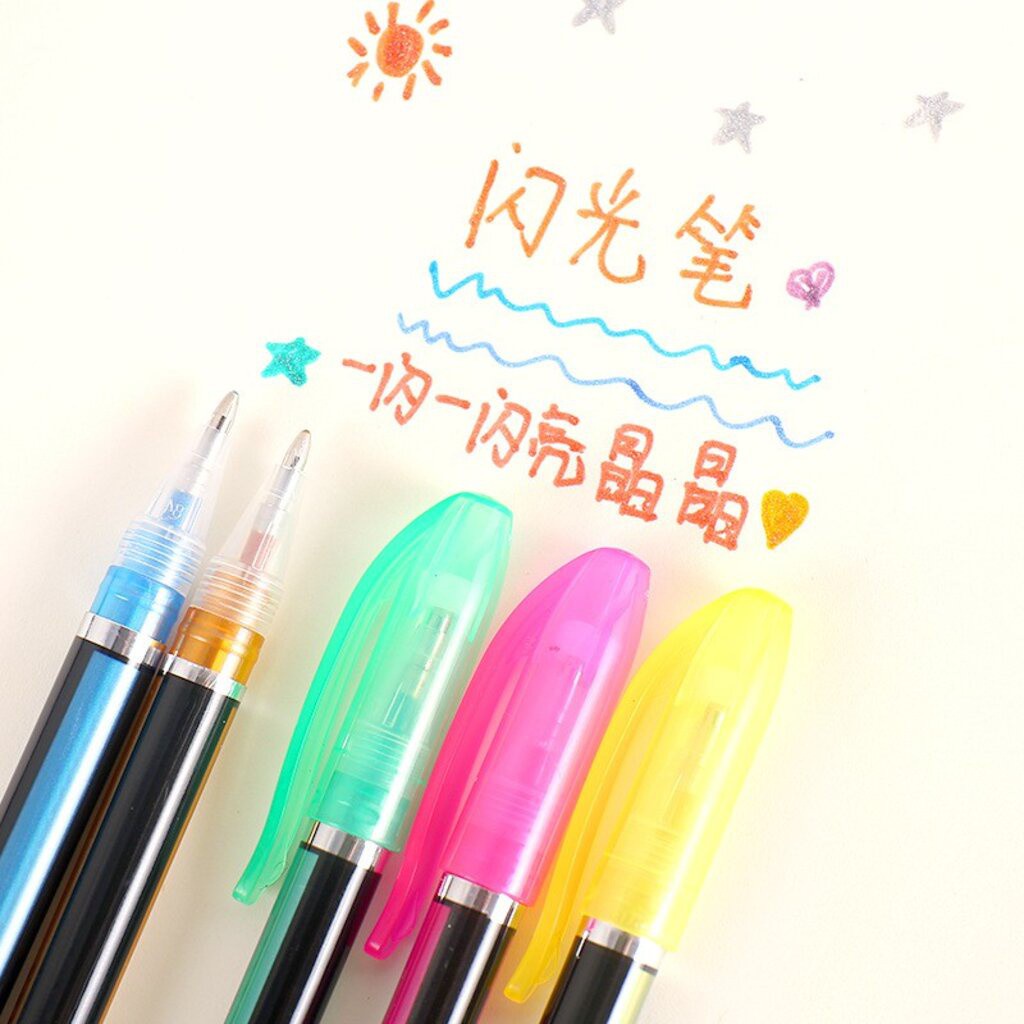 ภาพสินค้าปากกาสี12 สี 12 แท่ง สะท้อนแสง มี12สี ปากกา ปากกา เครื่องเขียน อุปกรณ์การเรียน ปากกาเจล ปากกากากเพชร จากร้าน moomoostationery บน Shopee ภาพที่ 8