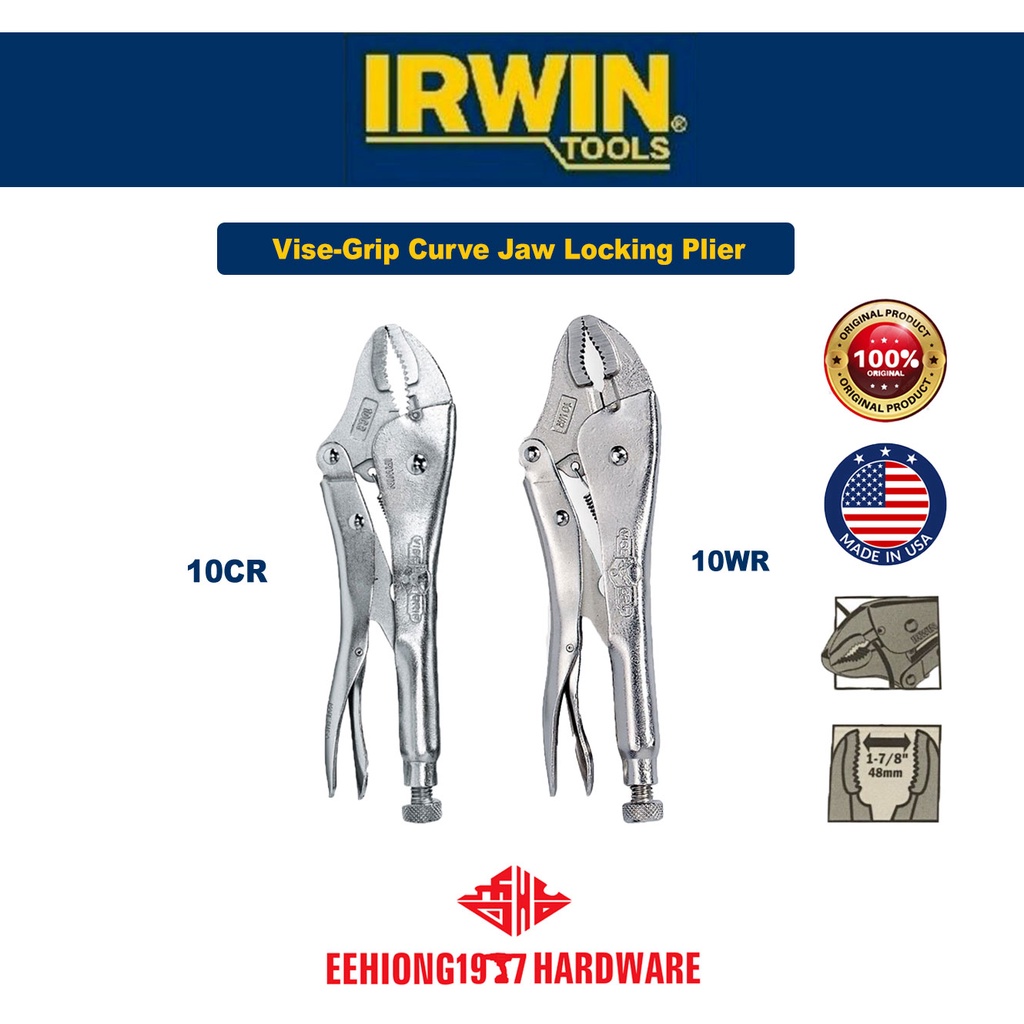 Irwin 10CR 10WR 10/250 มม.ViseGrip Curve Jaw Locking Plier Shopee