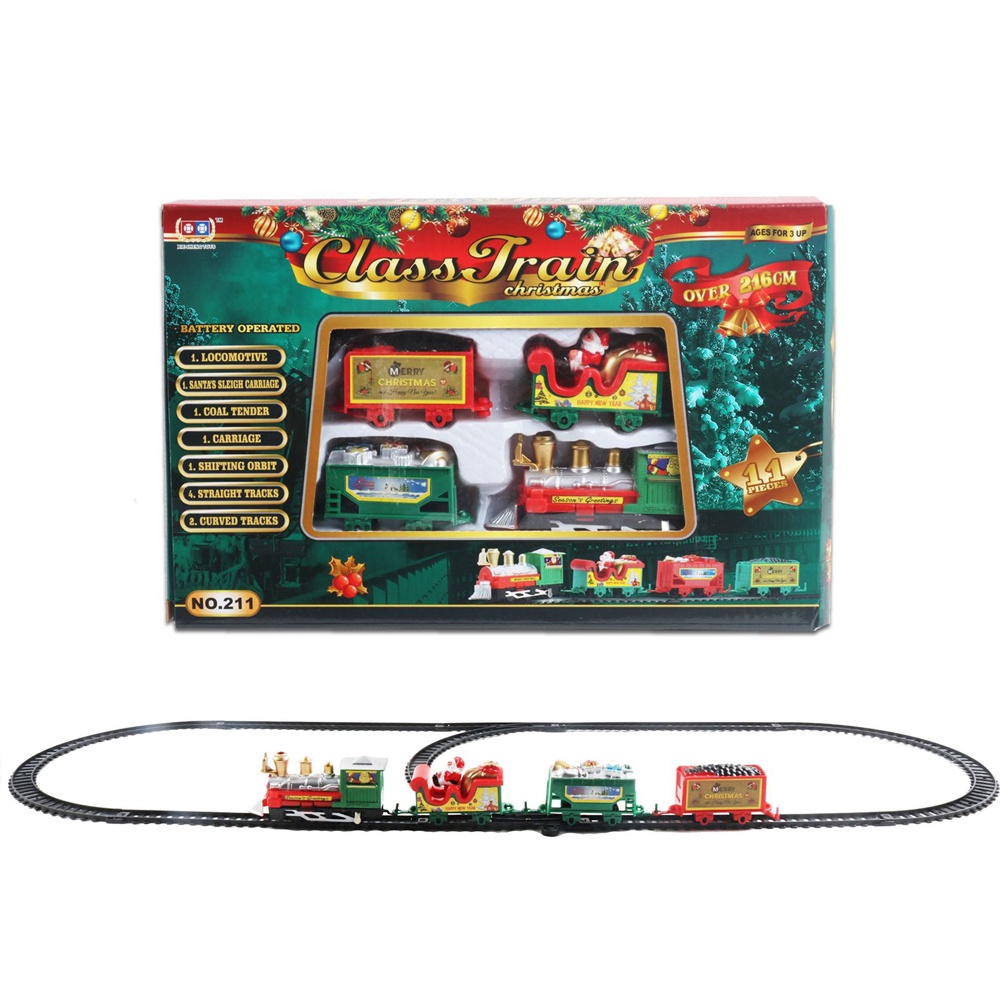คริสต์มาสรถไฟไฟฟ้า-คริสต์มาสรถไฟไฟฟ้าของเล่นที่มีหัวรถจักรแทร็คโดยไม่ต้องติดตามตกแต่งคริสต์มาส-ame1