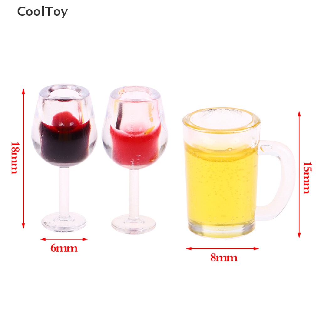 cooltoy-โมเดลแก้วไวน์-เบียร์-ขวดไวน์จิ๋ว-1-12-สําหรับตกแต่งบ้านตุ๊กตา-5-ชิ้น