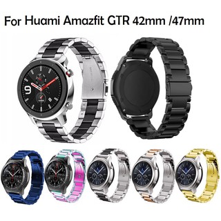 ภาพหน้าปกสินค้าสายนาฬิกา Xiaomi Huami Amazfit GTR 47mm / 42mm Strap  / Amazfit GTR / GTR 2 / Huawei GT2 pro / Huawei Watch GT 2e Wrist Luxury Watch Band amazfit GTS / amazfit GTS 2 / Garmin venu Sq Stainless Steel Watchband ที่เกี่ยวข้อง