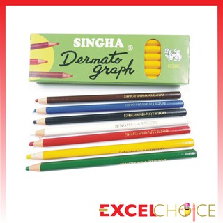 สิงห์ ดินสอเขียนกระจก Dermatograph ตราสิงห์ Singh (1กล่อง 12แท่ง)
