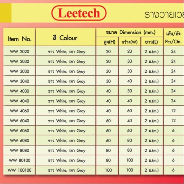 leetech-รางเก็บสายไฟ-รางวายเวย์-40x60mm-ยาว-2-เมตร-สีขาว-ww4060