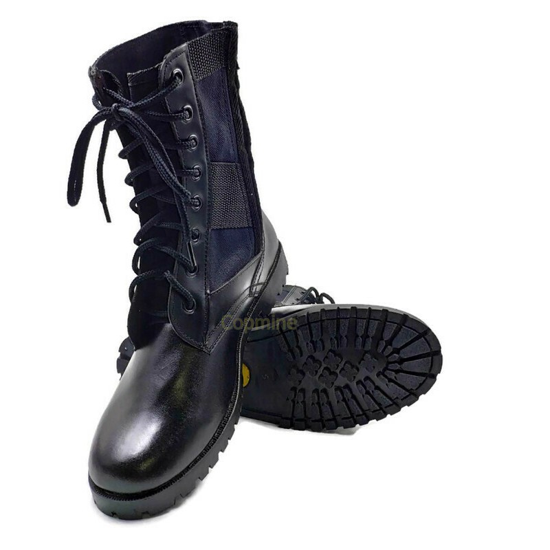 ภาพหน้าปกสินค้ารองเท้าจังเกิ้ล หนังวัวแท้ มีซิปข้าง รองเท้าทหาร รองเท้า รด Original Handmade ยี่ห้อ Copmine สีดำ