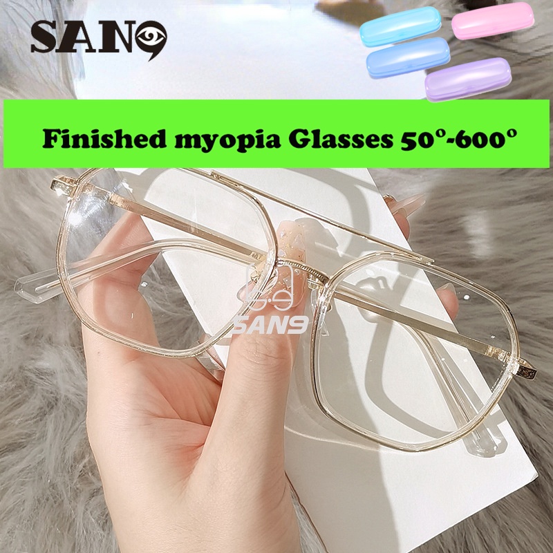 【Ready Stock】【Finished Myopia Glasses 50°600° 】 Korean Metal Frame