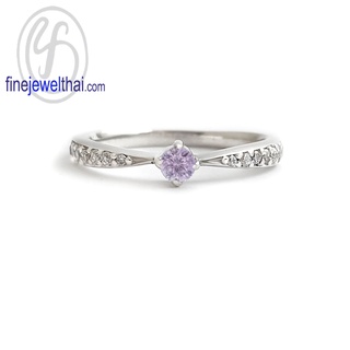 Finejewelthai-แหวนอะเมทิสต์-อะเมทิสต์-แหวนเพชรCZ-แหวนเงินแท้-พลอยประจำเดือนเกิด-Amethyst-Silver-Ring-Birthstone-R1378amt