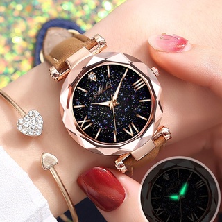แฟชั่นผู้หญิงนาฬิกา Luminous Charming Little Point Frosted เข็มขัดนาฬิกา Dotted with Roman Scale ผู้หญิงหรูหรา Casual