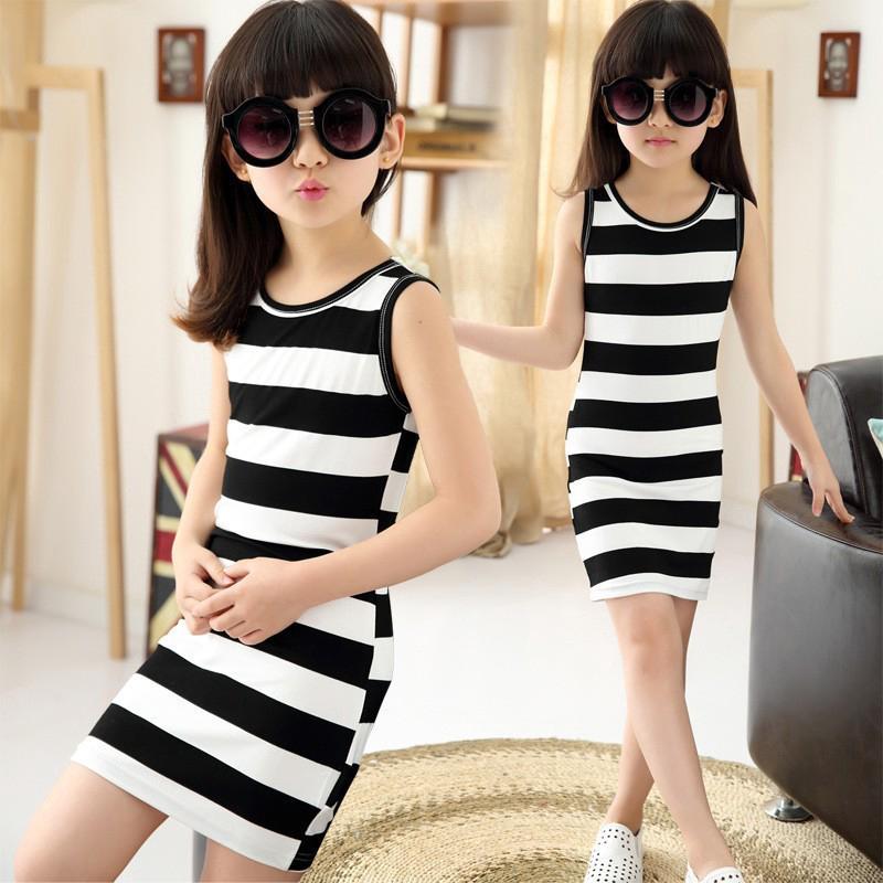 Ready Stock ชุดเจ้าหญิง เสื้อผ้าเด็กผู้หญิง เสื้อผ้าเด็ก Striped Sleeveless Summer Baby Dress