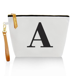 กระเป๋าผ้าลายอักษร ALPHABET CLUTCHES POUCH WHITE”A”