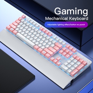 ส่งเร็ว🚀 BD Gaming Mechanical Keyboard คีบอร์ดเกมมิ่ง คีบอร์ดเร่งพิมพ์คีย์บอร์ด 104 คีย์ RGB ย้อนแสง