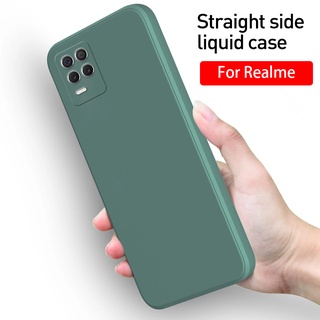 เคสโทรศัพท์มือถือ ซิลิโคนนิ่ม ทรงสี่เหลี่ยม กันกระแทก มีลายด้านข้าง สีพื้น แฟชั่น สําหรับ Realme 10 Pro Plus 9i 9 8i 8 Pro