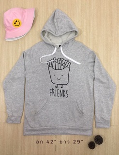 เสื้อกันหนาวมีฮู้ด สกรีนลาย Friend