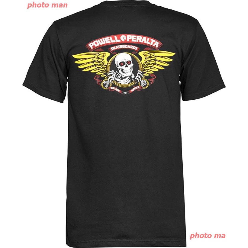 ราคาต่ำสุดตลก-ผ้าฝ้ายแท้-ผู้ชาย-สบายๆ-powell-peralta-winged-ripper-t-shirt-black-medium-คู่รัก-ภาษาญี่ปุ่น-เด็กผู้ช