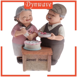 [DYNWAVE] Old Couple Miniature Fairy Garden Ornament Craft Accessories Dollhouse L