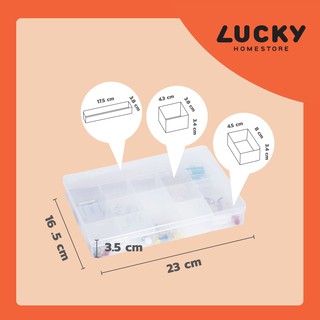 สินค้า LUCKY HOME กล่องแบ่งช่อง 15 ช่อง ใส KL-5415 ขนาด : 23 x 16 x 3.5 cm ( กว้าง x ยาว x สูง ) สามารถใส่พาร์ท Nendoroid