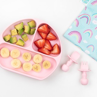 Bumkins จานหลุมซิลิโคน ฐานดูดกันเลื่อน รุ่น Silicone Grip Dish สีชมพู (GD-PNK)