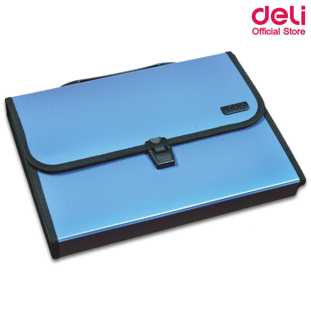 deli-5556-a4-pvc-document-bag-with-13-compartments-กระเป๋าเอกสาร-pvc-มี-13ช่อง-กระเป๋า-เครื่องเขียน-อุปกรณ์สำนักงาน-แฟ้ม