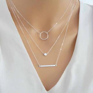 Bohemian Multilayer Round Hole Metal Rod Necklace Vintage Gold Silver Color Geometric Ladies Necklace Necklace