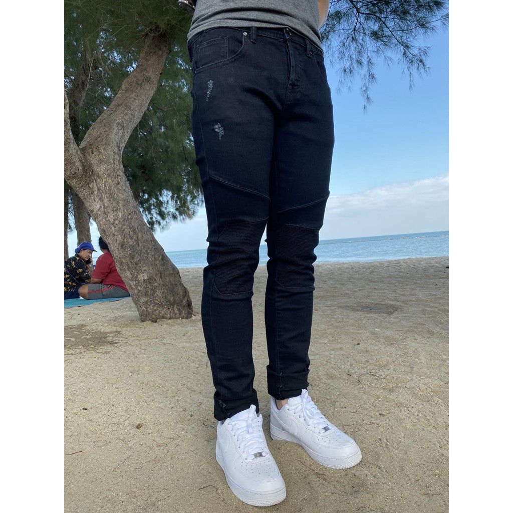 กางเกงยีนส์ผู้ชาย-สีดำ-ขาเดฟ-skinny-ผ้ายืดสวมสบาย-8029
