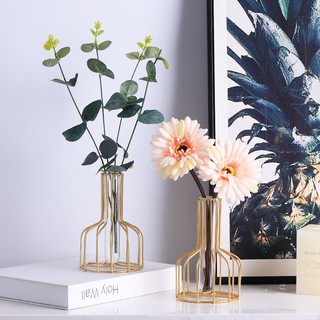 ภาพขนาดย่อของภาพหน้าปกสินค้าแจกันตกแต่งห้องนั่งเล่นโต๊ะตกแต่งดอกไม้แห้งดอกไม้ใส่ไฮโดรโปนิหัว Tube Vase Planter Iron glass test tube vase Nordic styl จากร้าน lifeisamaze บน Shopee ภาพที่ 2
