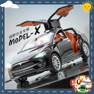 โมเดลรถ​เหล็ก​ [มีกล่อง]​ รถ Tesla Model X สเกล 1/22 ยาว ​Car models มีไฟหน้าไฟท้าย มีเสียง
