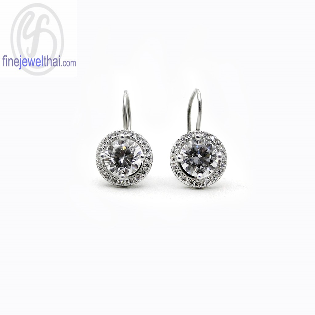finejewelthai-ต่างหู-ต่างหูเพชร-ต่างหูเงิน-เพชรสังเคราะห์-เงินแท้-diamond-cz-silver-925-design-earring-e2169cz-hook