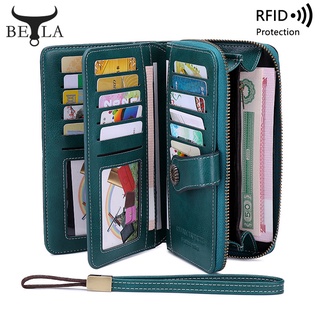 Bela กระเป๋าถือ กระเป๋าสตางค์หนัง ใบยาว มีซิป ขนาดใหญ่ จุของได้เยอะ กัน RFID ใส่บัตรได้ เหมาะกับของขวัญ สําหรับผู้หญิง