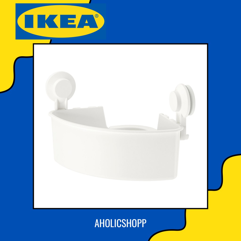 ikea-อีเกีย-tisken-ทิสเก็น-ชั้นเข้ามุมแบบดูดติดผนัง