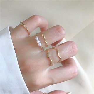 💍 Minimal rings set 💍แหวนสีทองมินิมอลเซ็ท 5 วง