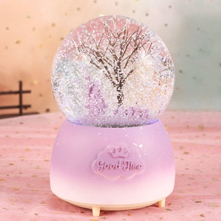 Dream Crystal Ball Cherry Blossom Snow Music BOX เครื่องประดับหิมะคริสตัลบอลสำหรับคนรักและสาววันเกิดของขวัญ