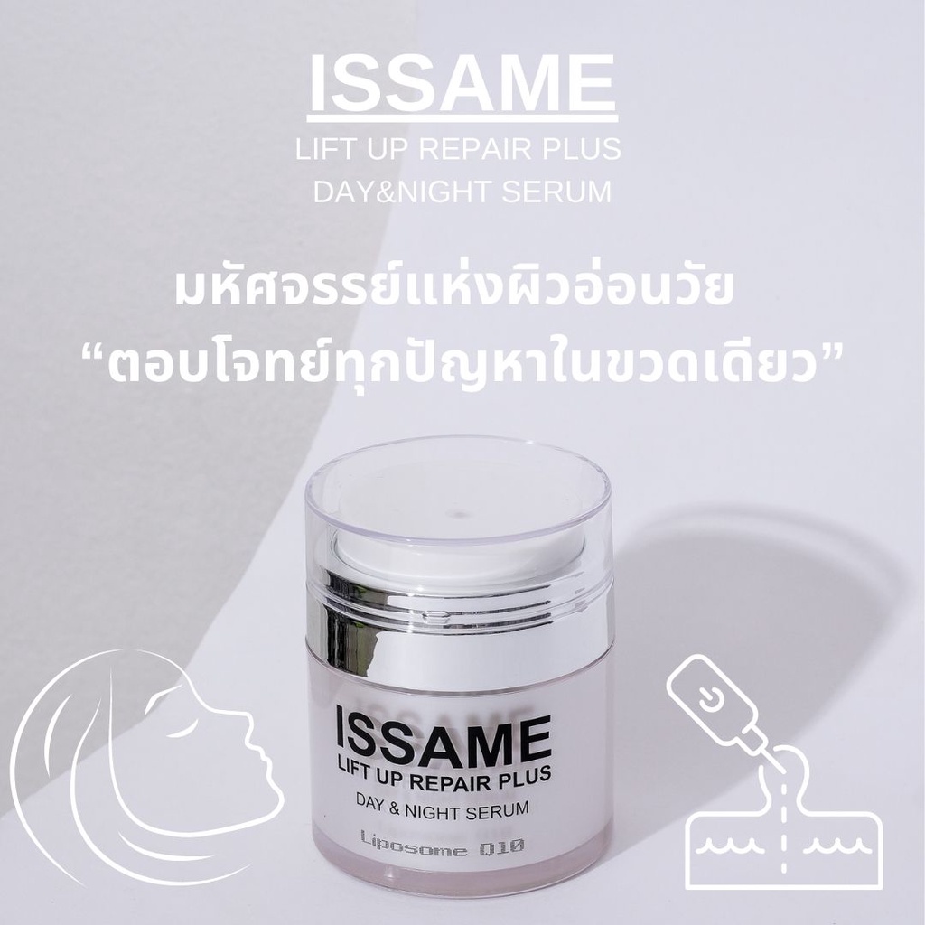 ภาพสินค้าเซรั่มลดเลือนริ้วรอย กระชับรูขุมขน ทำหน้าที่คล้าย  สารโบท็อกซ์ ส่งฟรี ISSAME Lift Up Repair Plus Day&Night Serum จากร้าน issame_official บน Shopee ภาพที่ 2