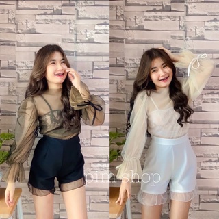 Set3ชิ้น สายเดี่ยวผ้าลูกไม้แพทเทิลน่ารักมากๆ เอาไปใส่แมทแยกได้คุ้มมากๆค่ะ  เสื้อแขนยาวเรียบหรู  + กางเกง​แต่งระบาย