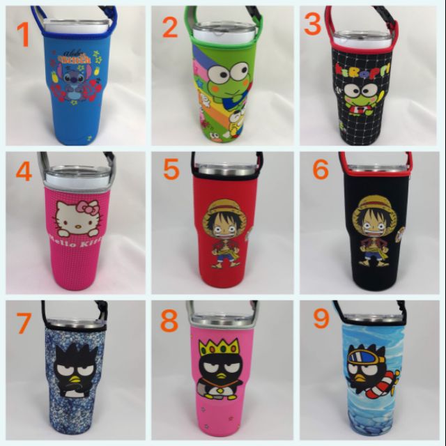 ถุงใส่แก้วเก็บความเย็นลายการ์ตูนขนาด30ozราคา69-สั่งถุงครบ4ใบรับฟรียางรองแก้ว1ชิ้นมูลค่า29